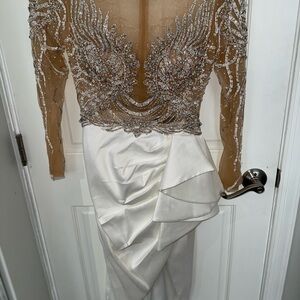 Elegant White and Silver Embellished Dress